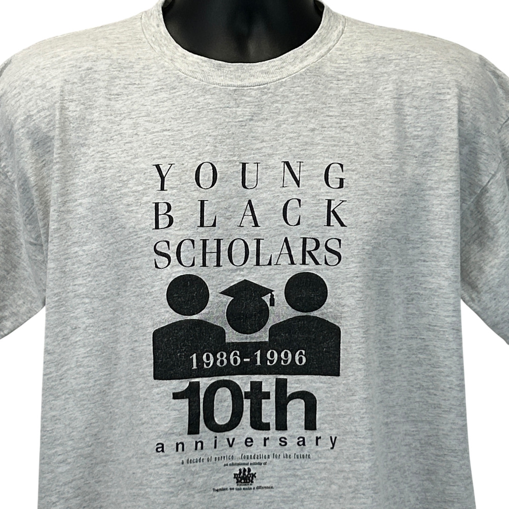 Vintage 90s Young Black Scholars T Shirt Gray 100 Black Men USA Unisex L Large